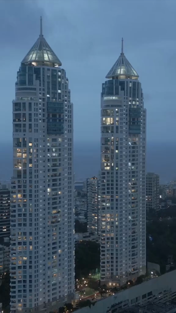 Vertical Aerial Night View of Imperial Towers and Mumbai Cityscape