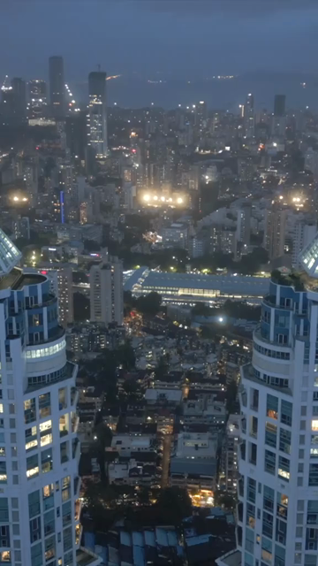 Vertical Aerial Night View of Imperial Towers and Mumbai Cityscape