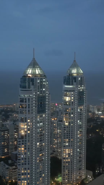 Vertical Aerial Night View of Imperial Towers and Mumbai Cityscape