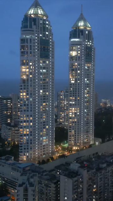 Vertical Aerial Night View of Imperial Towers and Mumbai Cityscape