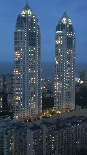 Vertical Aerial Night View of Imperial Towers and Mumbai Cityscape