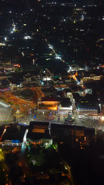 Vertical Aerial Night View of Jagannath Temple Puri Odisha India