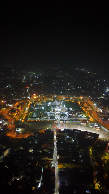 Vertical Aerial Night View of Jagannath Temple Puri Odisha India