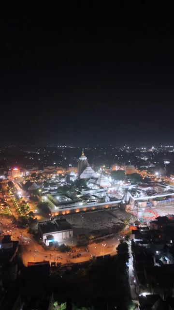 Vertical Aerial Night View of Jagannath Temple Puri Odisha India