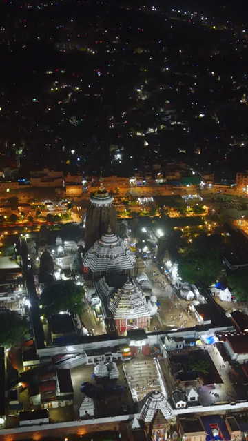Vertical Aerial Night View of Jagannath Temple Puri Odisha India