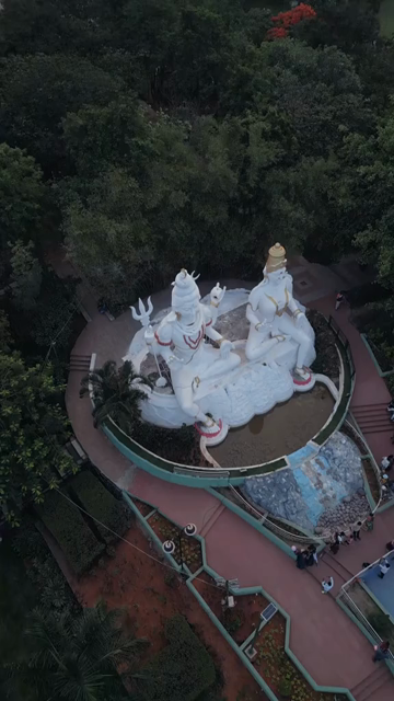 Vertical Aerial Night View of Kailasagiri Shiva Parvati Statue Visakhapatnam