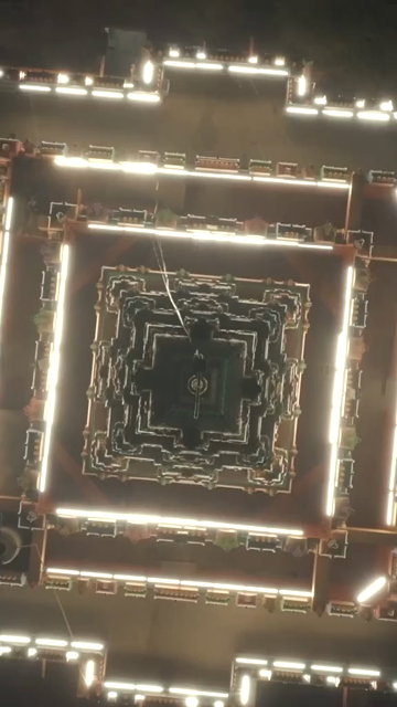 Vertical Aerial Night View of Maha Kumbh Mela 2025 in Prayagraj, India