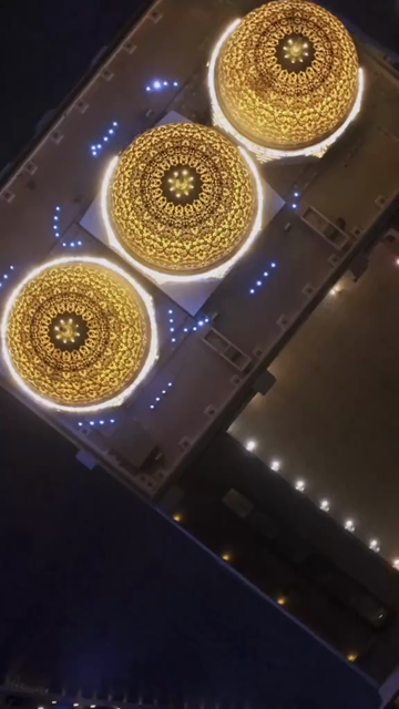 Vertical Aerial Night View of Mohammed Al Ameen Mosque Muscat Oman