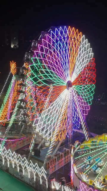 Vertical Aerial Night View of Pushkar Mela Fairground Rajasthan