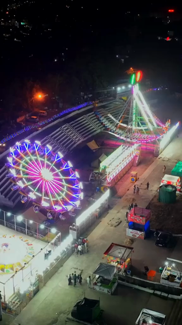 Vertical Aerial Night View of Pushkar Mela Fairground Rajasthan