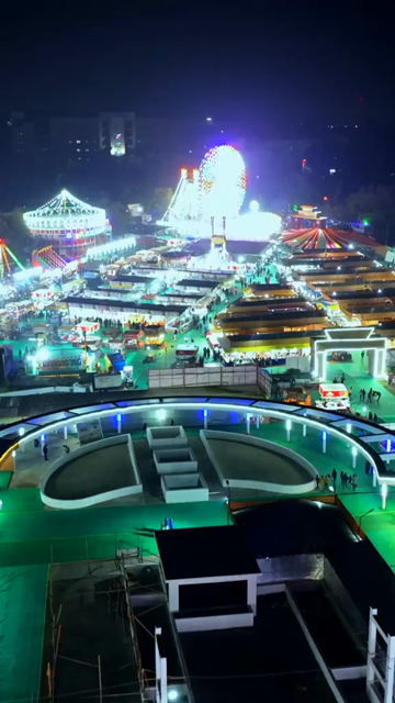 Vertical Aerial Night View of Pushkar Mela Fairground Rajasthan