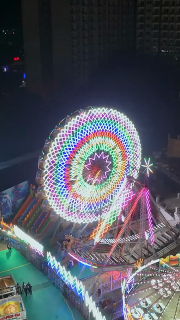 Vertical Aerial Night View of Pushkar Mela Fairground Rajasthan
