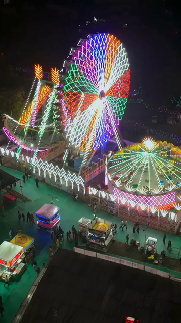 Vertical Aerial Night View of Pushkar Mela Fairground Rajasthan