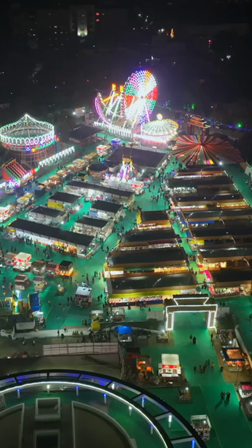 Vertical Aerial Night View of Pushkar Mela Fairground Rajasthan