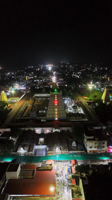 Vertical Aerial Night View of Ramanathaswamy Temple Rameswaram Tamil Nadu India