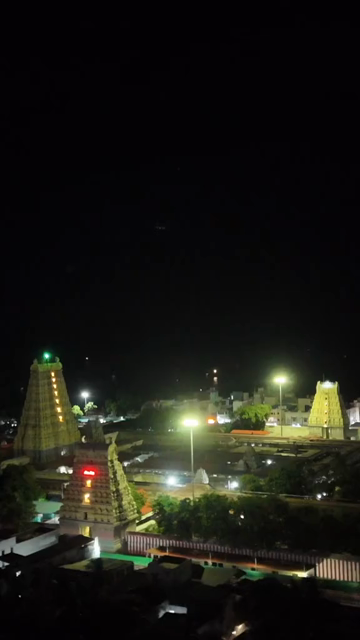Vertical Aerial Night View of Ramanathaswamy Temple Rameswaram Tamil Nadu India