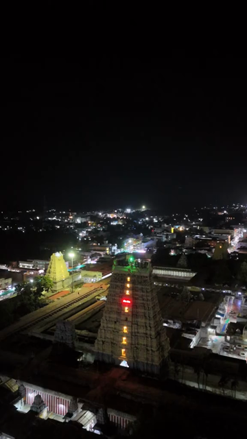 Vertical Aerial Night View of Ramanathaswamy Temple Rameswaram Tamil Nadu India