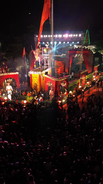 Vertical Aerial Night View of Shivaji Jayanti Celebration in Maharashtra, India