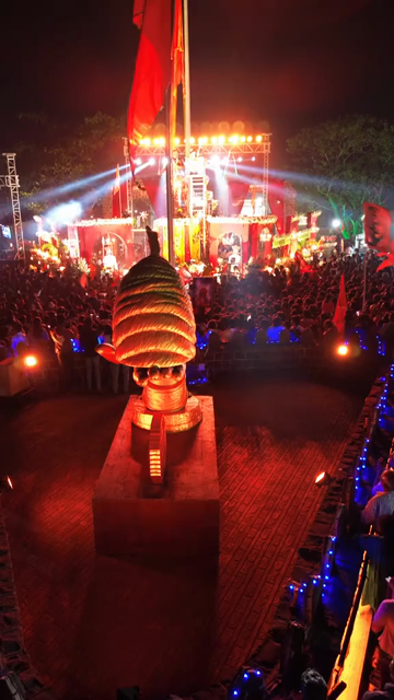 Vertical Aerial Night View of Shivaji Jayanti Celebration in Maharashtra, India