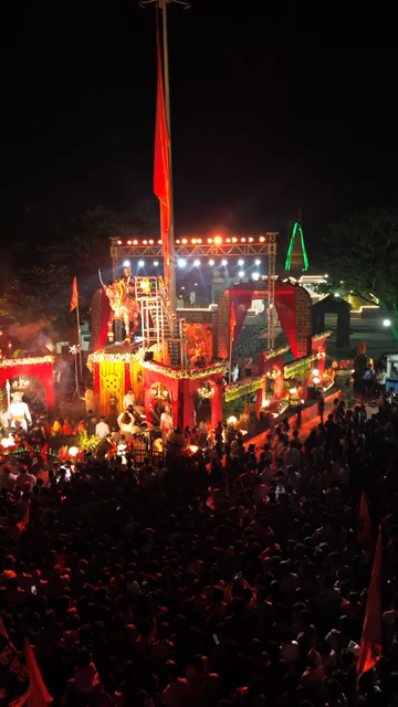 Vertical Aerial Night View of Shivaji Jayanti Celebration in Maharashtra, India