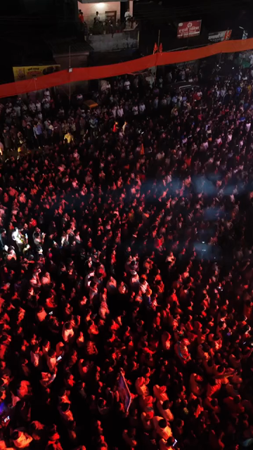 Vertical Aerial Night View of Shivaji Jayanti Celebration in Maharashtra, India
