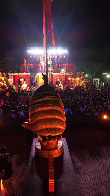 Vertical Aerial Night View of Shivaji Jayanti Celebration in Maharashtra, India