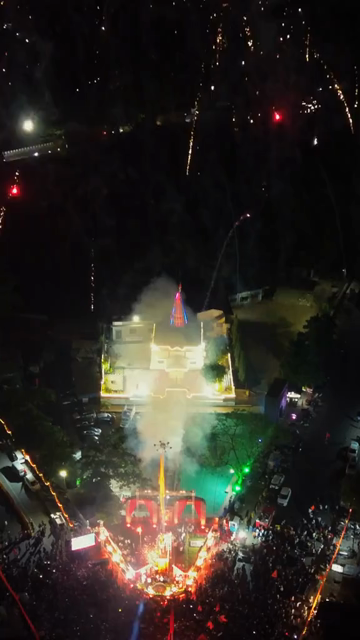 Vertical Aerial Night View of Shivaji Jayanti Celebration in Maharashtra, India