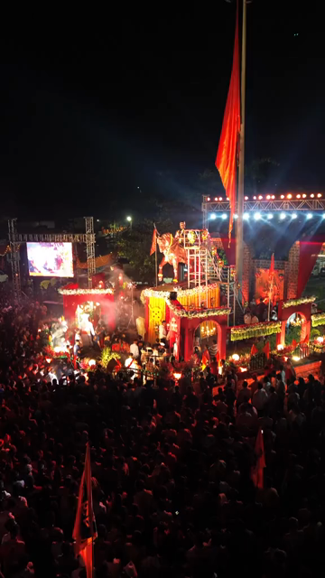 Vertical Aerial Night View of Shivaji Jayanti Celebration in Maharashtra, India