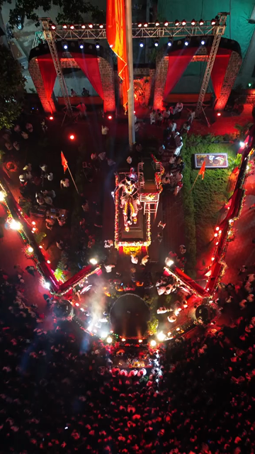 Vertical Aerial Night View of Shivaji Jayanti Celebration in Maharashtra, India