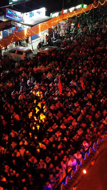 Vertical Aerial Night View of Shivaji Jayanti Celebration in Maharashtra, India