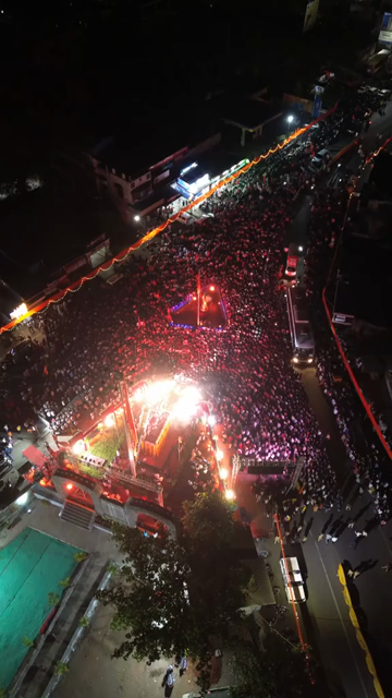 Vertical Aerial Night View of Shivaji Jayanti Celebration in Maharashtra, India