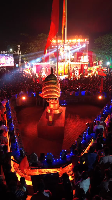 Vertical Aerial Night View of Shivaji Jayanti Celebration in Maharashtra, India