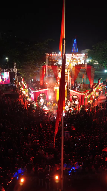 Vertical Aerial Night View of Shivaji Jayanti Celebration in Maharashtra, India