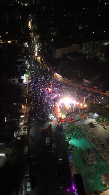 Vertical Aerial Night View of Shivaji Jayanti Celebration in Maharashtra, India