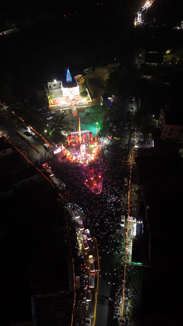 Vertical Aerial Night View of Shivaji Jayanti Celebration in Maharashtra, India