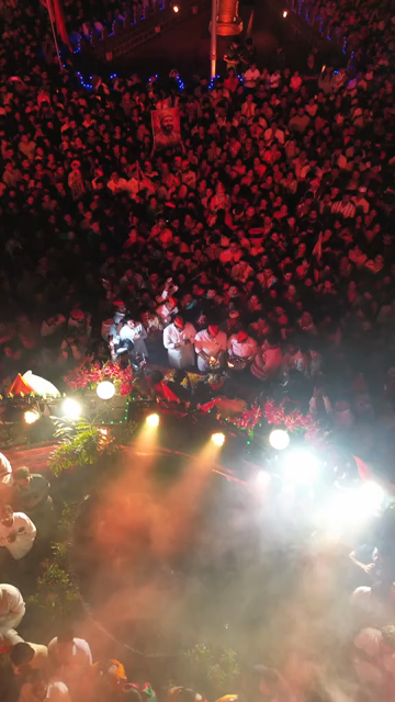 Vertical Aerial Night View of Shivaji Jayanti Celebration in Maharashtra, India