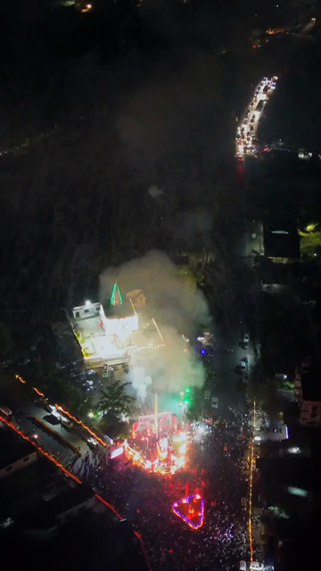 Vertical Aerial Night View of Shivaji Jayanti Celebration in Maharashtra, India