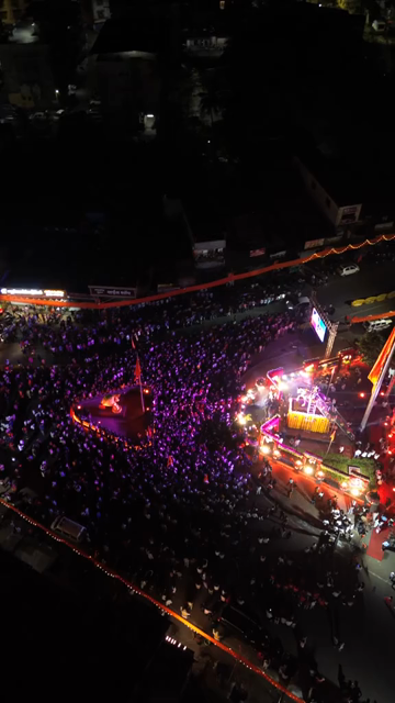 Vertical Aerial Night View of Shivaji Jayanti Celebration in Maharashtra, India