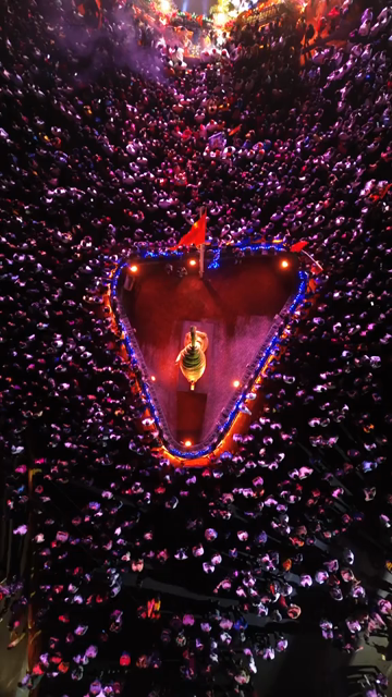 Vertical Aerial Night View of Shivaji Jayanti Celebration in Maharashtra, India