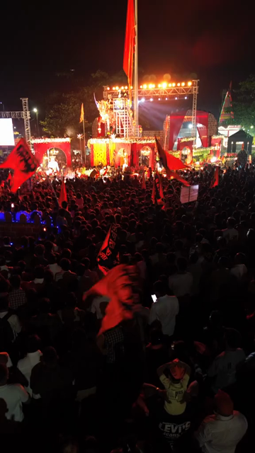 Vertical Aerial Night View of Shivaji Jayanti Celebration in Maharashtra, India