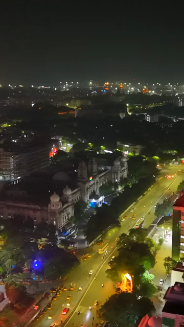 Vertical Aerial Night View of Southern Railway Headquarters Chennai India