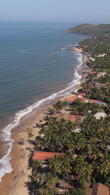 Vertical Aerial Shot of Anjuna Beach Goa India