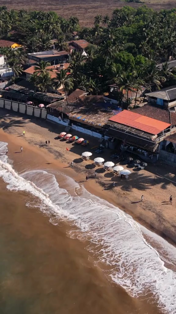 Vertical Aerial Shot of Anjuna Beach Goa India
