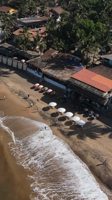 Vertical Aerial Shot of Anjuna Beach Goa India