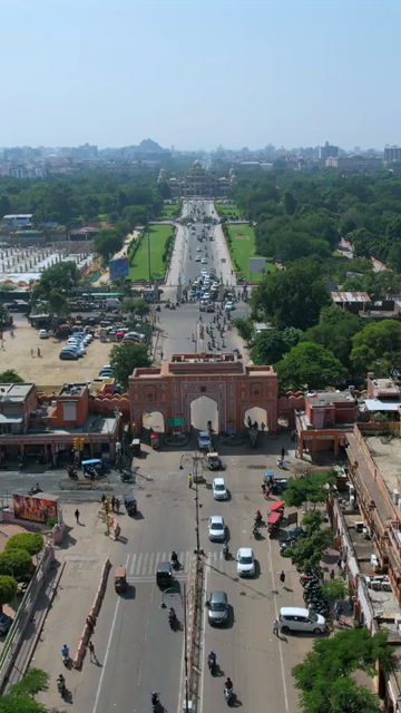 Vertical Aerial Shot of Bapu Bazaar Jaipur Rajasthan India