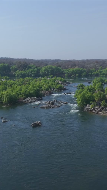Vertical Aerial Shot of Betwa River Orchha Madhya Pradesh India