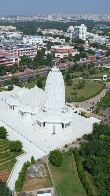Vertical Aerial Shot of Birla Mandir Jaipur Rajasthan India