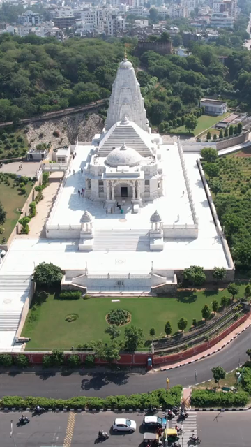 Vertical Aerial Shot of Birla Mandir Jaipur Rajasthan India
