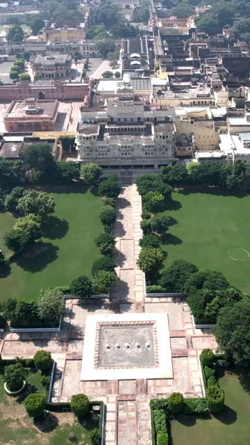 Vertical Aerial Shot of City Palace Jaipur Rajasthan India