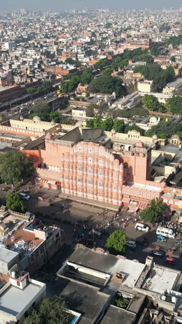 Vertical Aerial Shot of Hawa Mahal Jaipur Rajasthan India